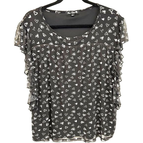 Black and white fully lined heart print top - Picture 1 of 8